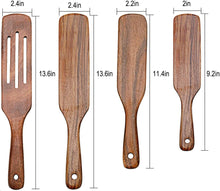 Load image into Gallery viewer, Deenee’s 4pc Spurtle Set, Kitchen Tools As Seen On TV, Wooden Spoons for Cooking Utensils, Teak Wood Spatula Utensil Set

