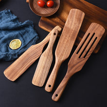 Load image into Gallery viewer, Deenee’s 4pc Spurtle Set, Kitchen Tools As Seen On TV, Wooden Spoons for Cooking Utensils, Teak Wood Spatula Utensil Set
